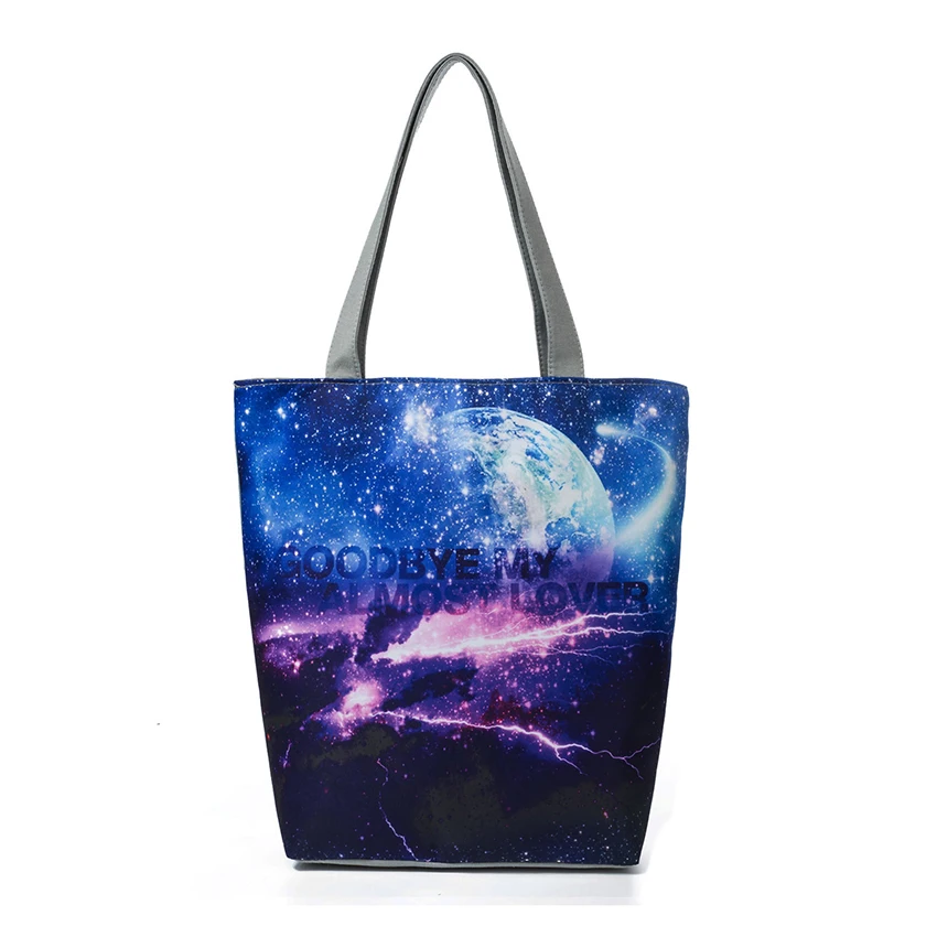 Горячая Распродажа пляжная сумка Вселенная холст печать женская Национальный