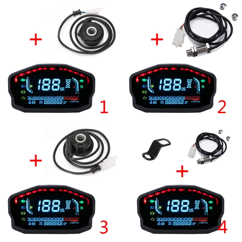 

For 1,2,4 Cylinders Motorcycle LCD Speedometer Digital Backlight Odometer Dropship