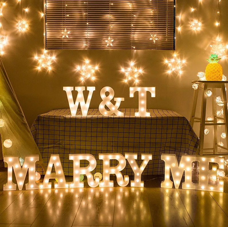 

3D Letter Night Light 16CM DIY 26 Letters LED Light Christmas Birthday Party Wedding Decor Wall Hanging Lamp Indoor Fairy Light