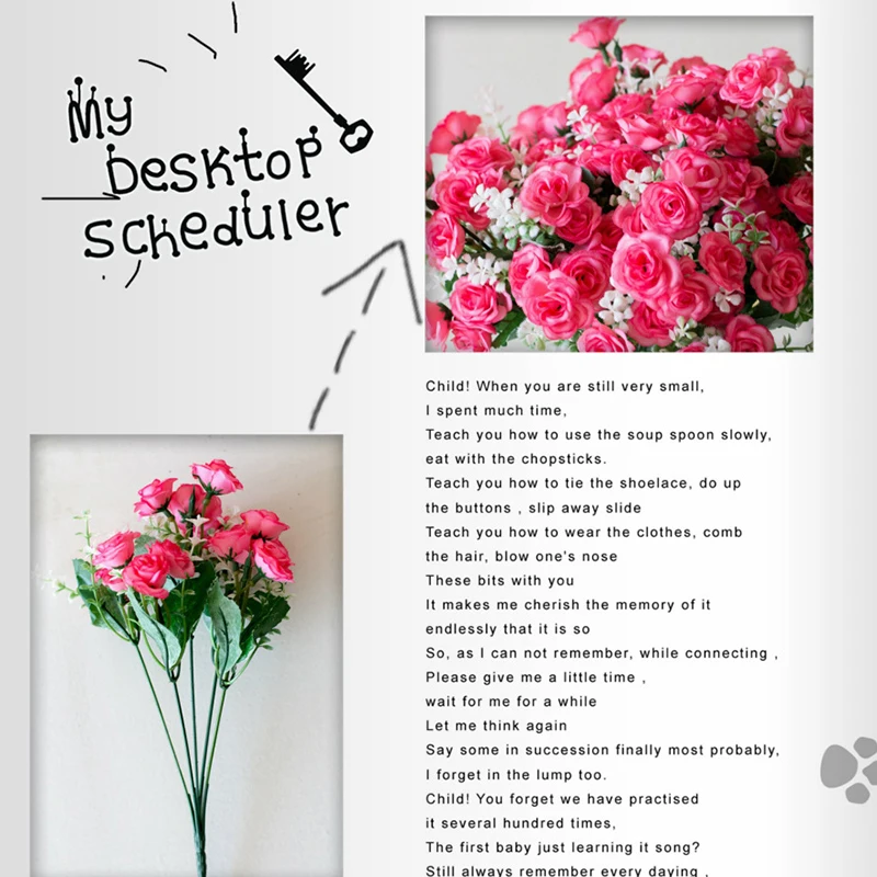 

1Pc 15 Head Mini Roses Artificial Flower Wedding Scene Layout Flowers Living Room Desk Home Decoration Fake Flower Accessories