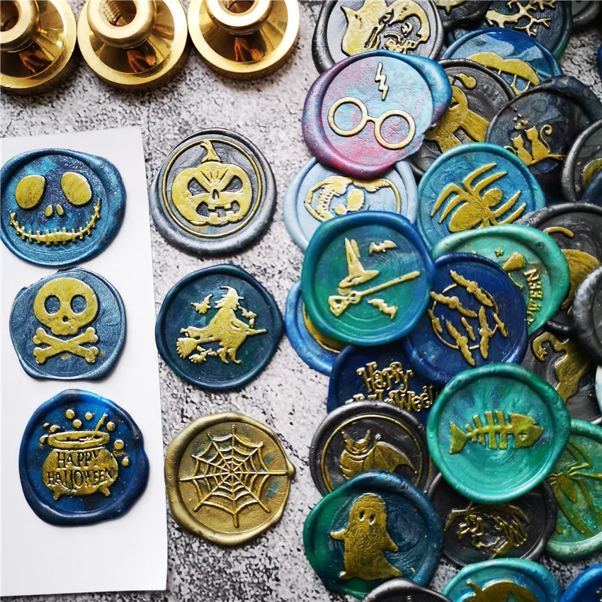 Хэллоуин Набор восковых печатей 60 проектных решений | Сургучом летучая мышь с