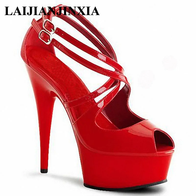 

LAIJIANJINXIA New Summer Women's Sexy Platform High heel Shoes 15cm pole dancing Sandals 6 inch Exotic Dancer shoes