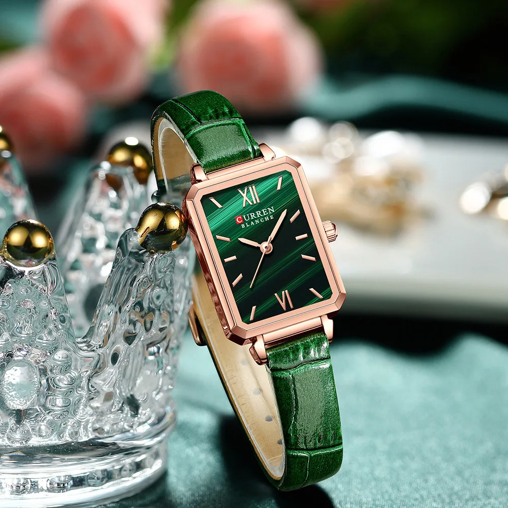 

CURREN Women Watches Classic Rectangle Dial Light Thin Quartz Stainless Steel Watches 2021 Summer New Style