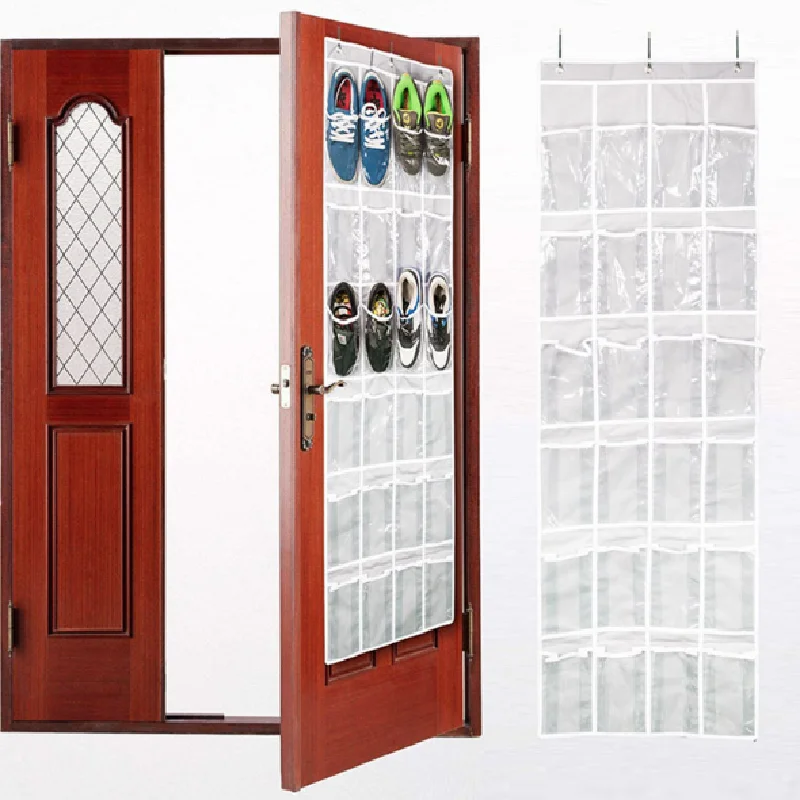 

24 pocket Mesh Cloth Box Hanging Bag Wall-mounted Sundries Organizer Holder Room Door Behind Shoes Slippers Storage Bag