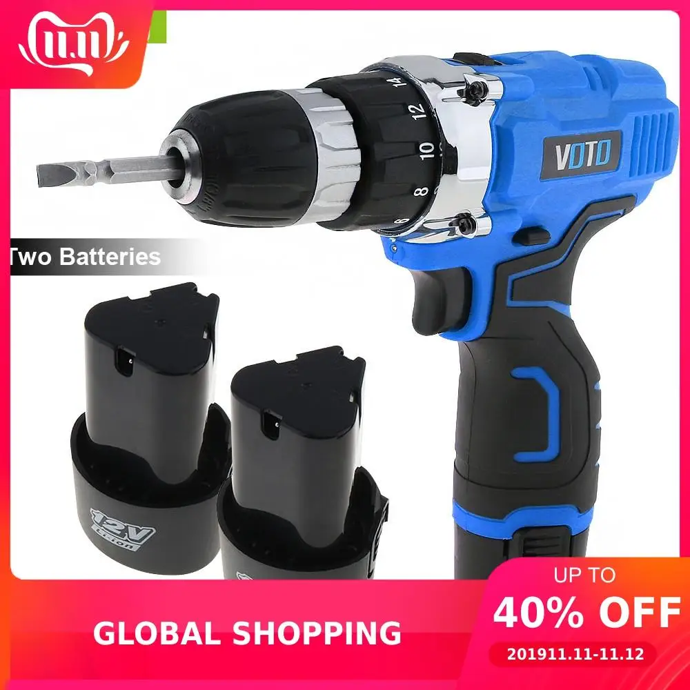 VOTO 12 В аккумуляторная электрическая отвертка/дрель перезаряжаемая литиевая