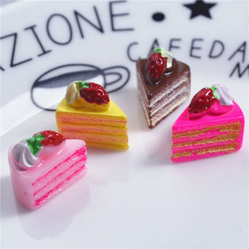 Resin Mini Strawberry Triangle Cake Play Food Toys Slider Slime Accessories Super Light Clay DIY Glue Mud Craft Materials Filler | Игрушки и