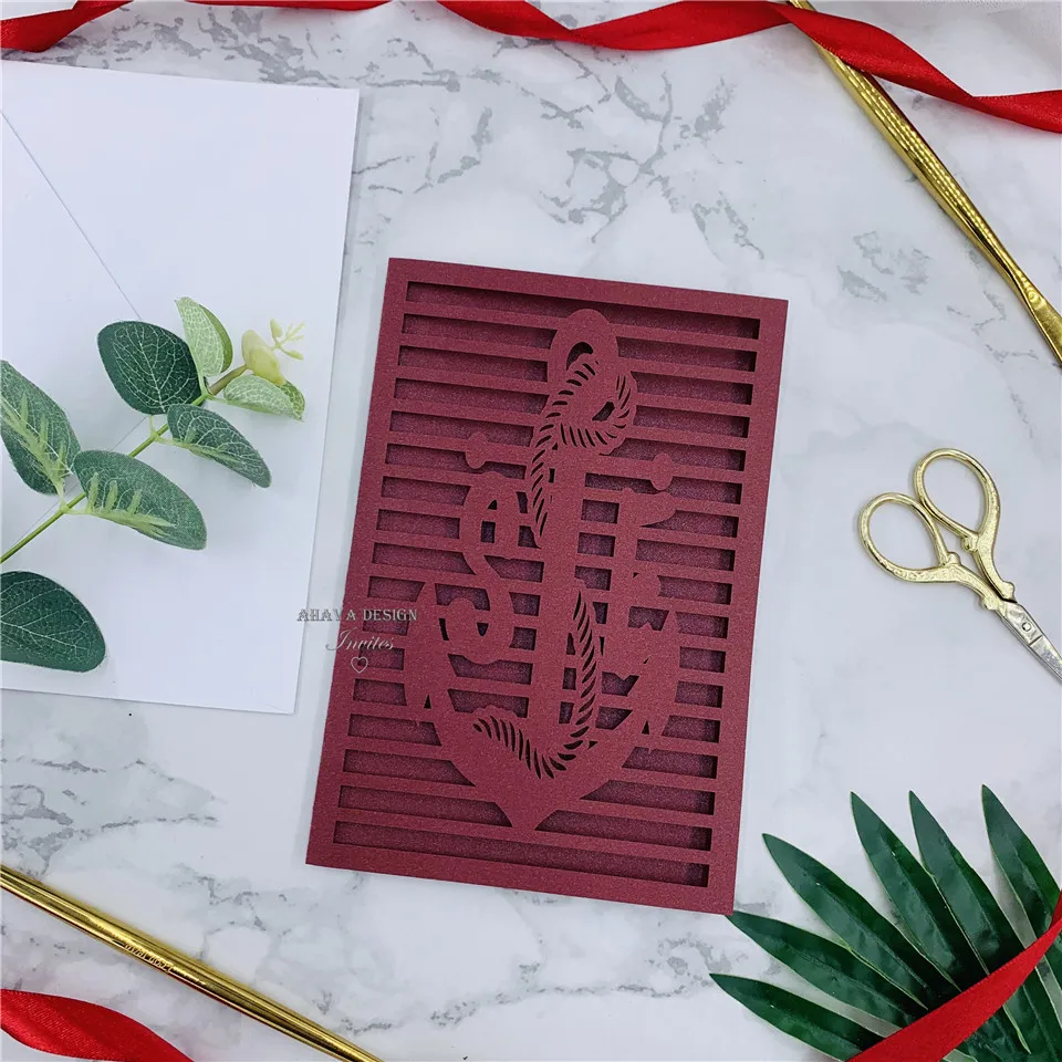 Специальное лазерное огранка карман бургундия свадебные приглашения люкс Quinceanera