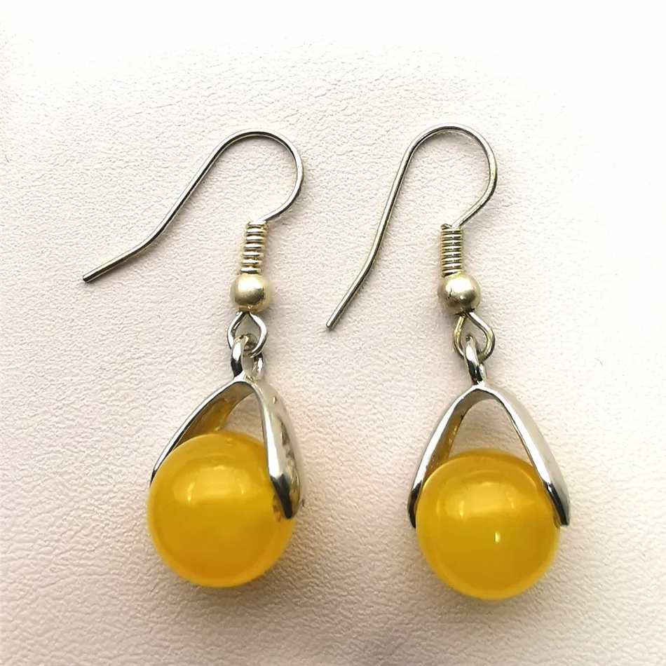 

2020 Vintage Yellow Jade Earrings For Women Natural Gems Drop Earrings Ladies Wedding Jewelry Earrings