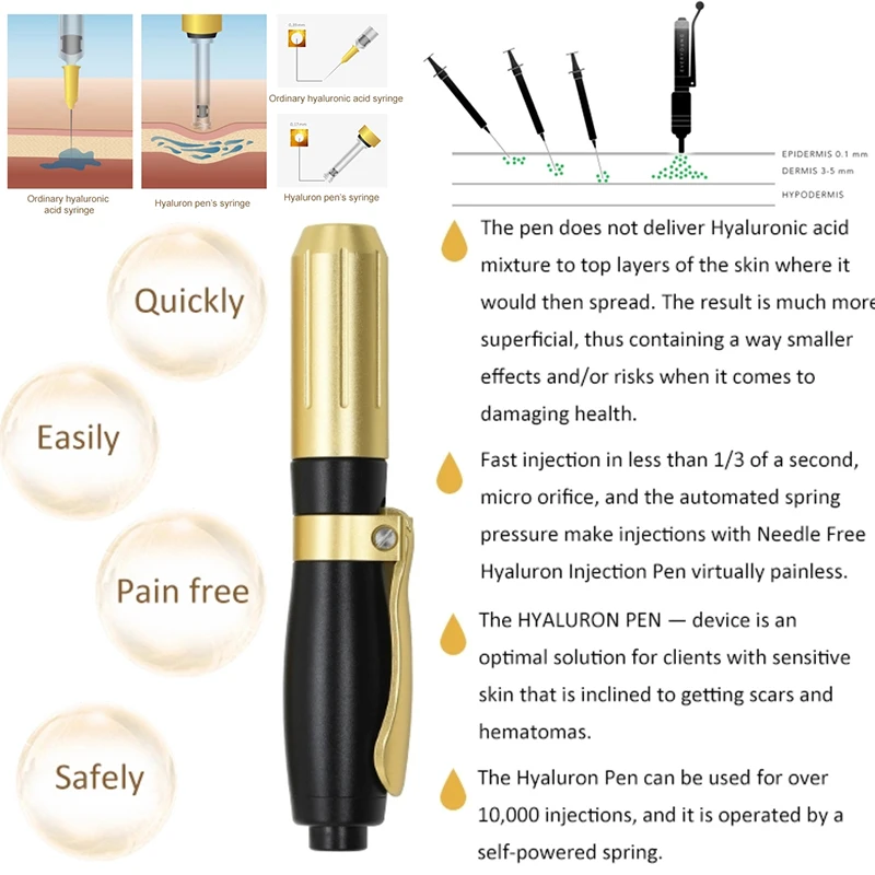 

Triple Pressure Red Hyaluronic Acid Pen, Recyclable Filling Equipment, Original Peptide Therapy, Blackheads And Pore Reduction
