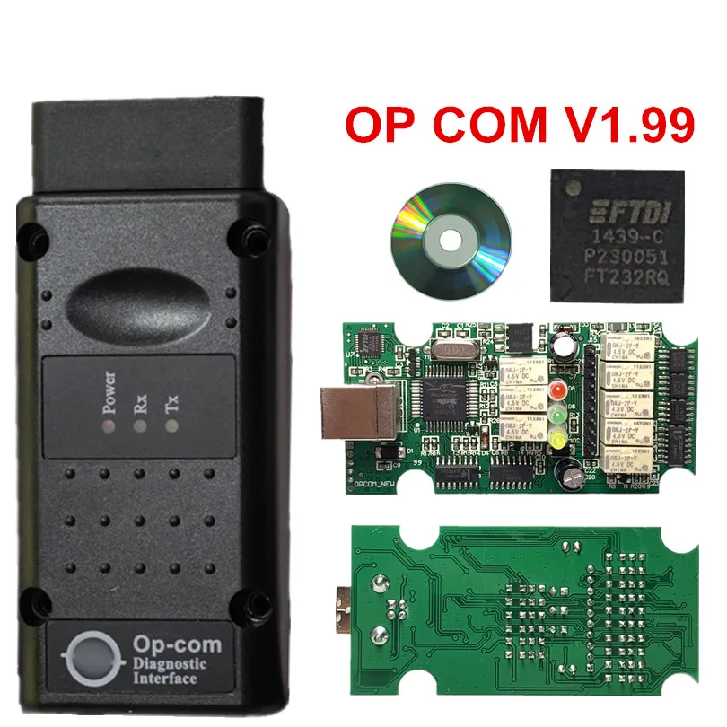 OBDIICAT V1.99 OPCOM V1.95 Профессиональный диагностический инструмент для Op-e/l OP COM OP-COM с PIC18F458 прошивкой V1.95Auto сканер - Цвет: V1.99 Green Board