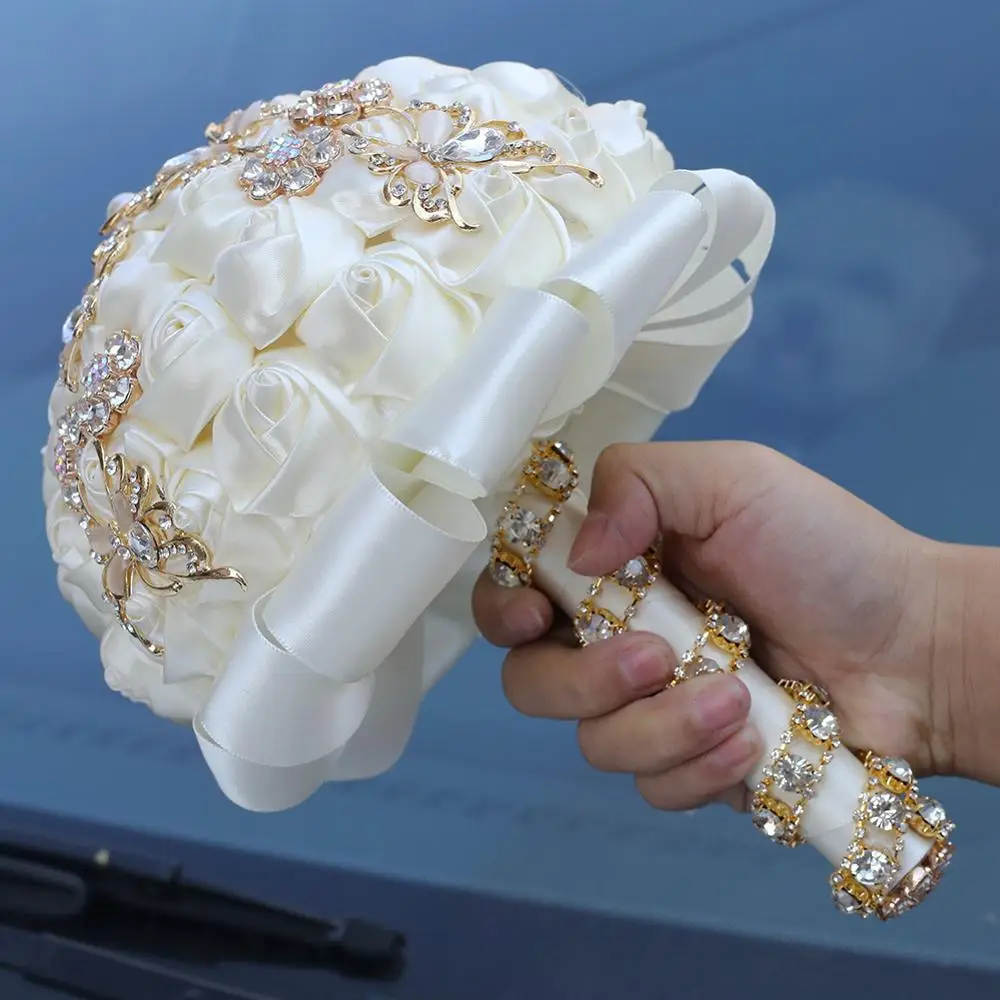 JaneVini роскошные свадебные букеты цвета слоновой кости на заказ Украшенные