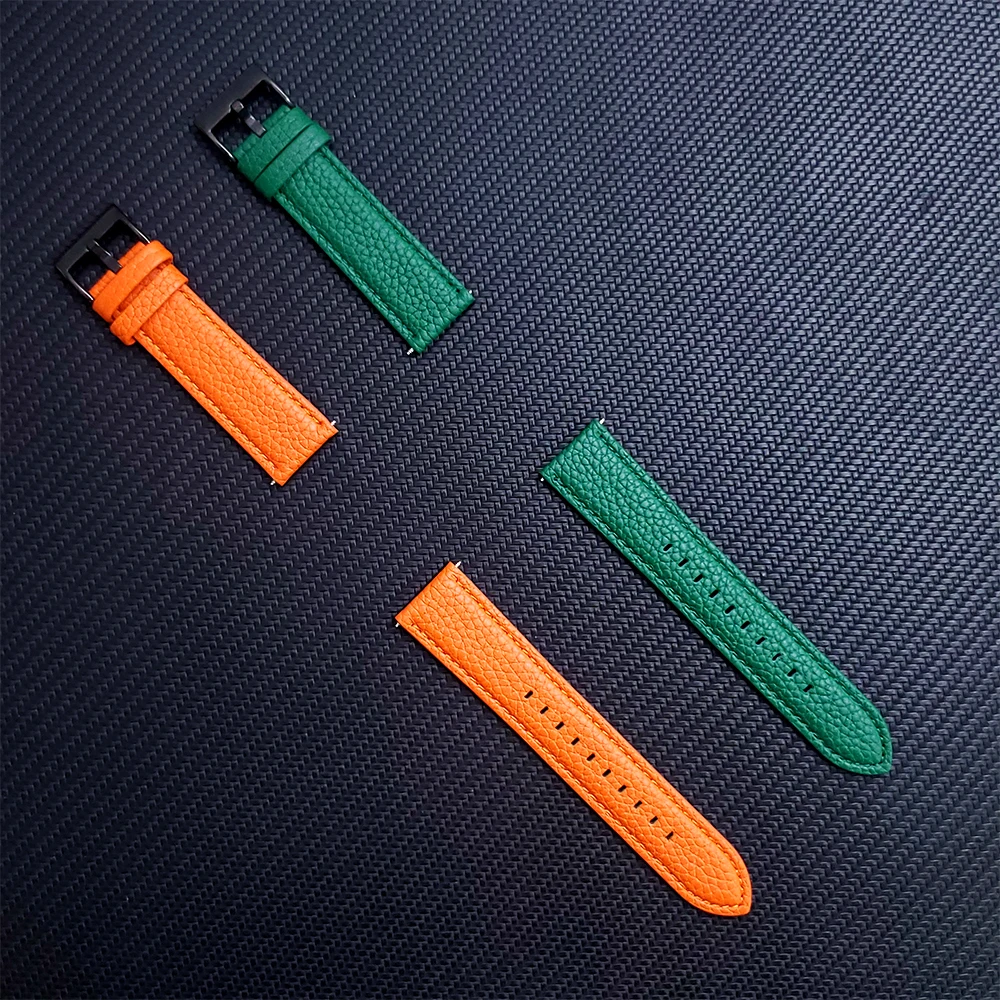 Ремешок кожаный для HUAWEI GT 2/Amazfit GTR 2 GTS/Samsung Galaxy Watch 3/Oneplus/Xiaomi браслет с рисунком личи