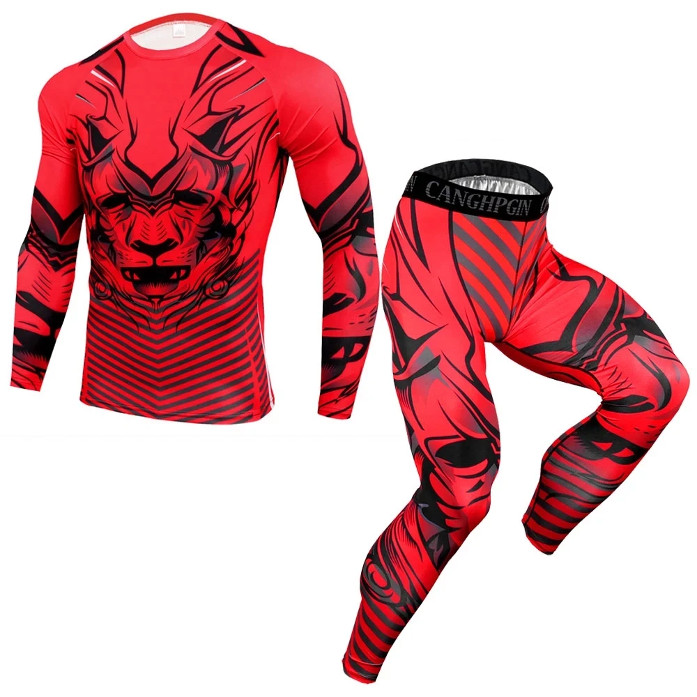 

Men's Compression Running Set Sportwear Rashguard Long Sleeve T Shirt Jogging Leggings Men Sport Quick Dry Gym Fitness Tracksuit