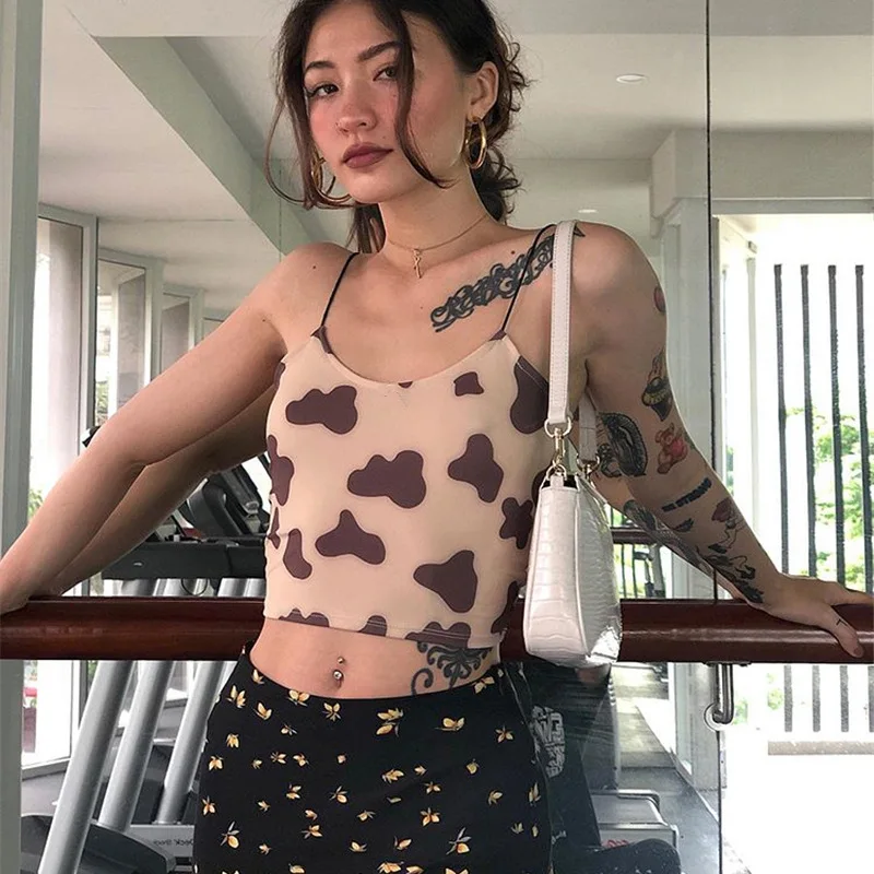 

y2k Crop Top Women Tank Cami Harajuku Fashion 90s 2000s Aesthetic Clothes Streetwear e girl 2021 New Sexy Printing y2k Tank Top