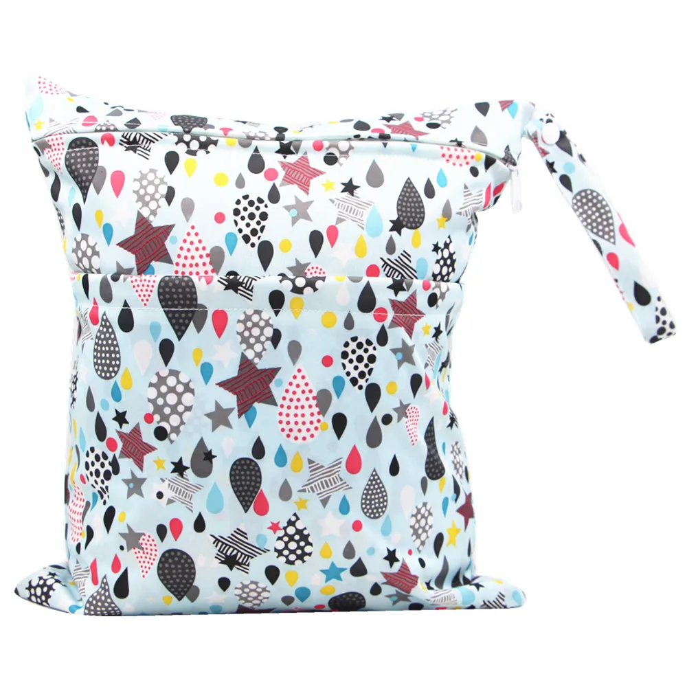 

Cute Cartoon Striped Baby Diaper Bag Waterproof Travel Maternity Small Wet Bags for Mommy Storage Stroller Accessories 30*36CM