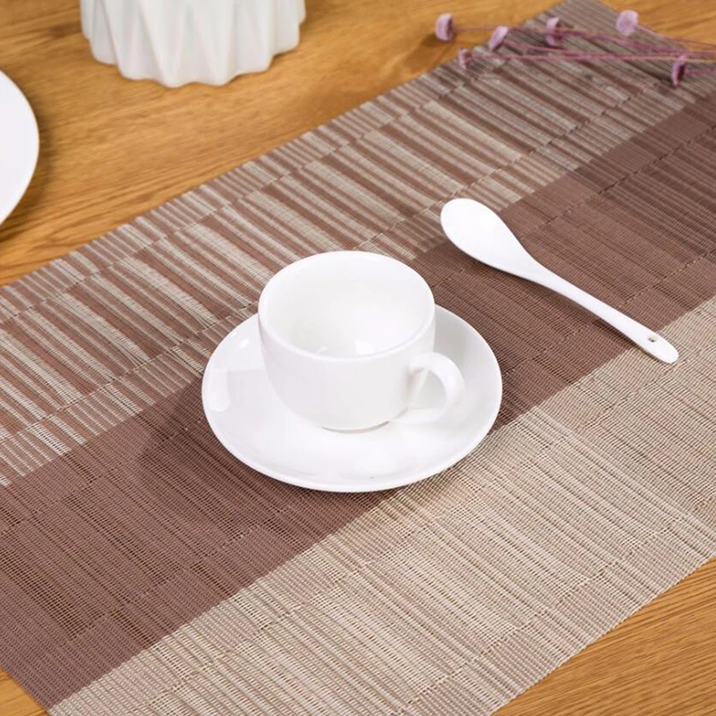 Моющиеся бамбуково-рисуночная ПВХ салфетки для обеденного стола Коврик Non-slip