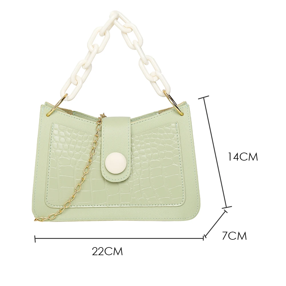 

Fashion Stone Pattern Women Chain Shoulder Bag Simple PU Leather Solid Color Crossbody Handbags Ladies Small Square Bags Wristle