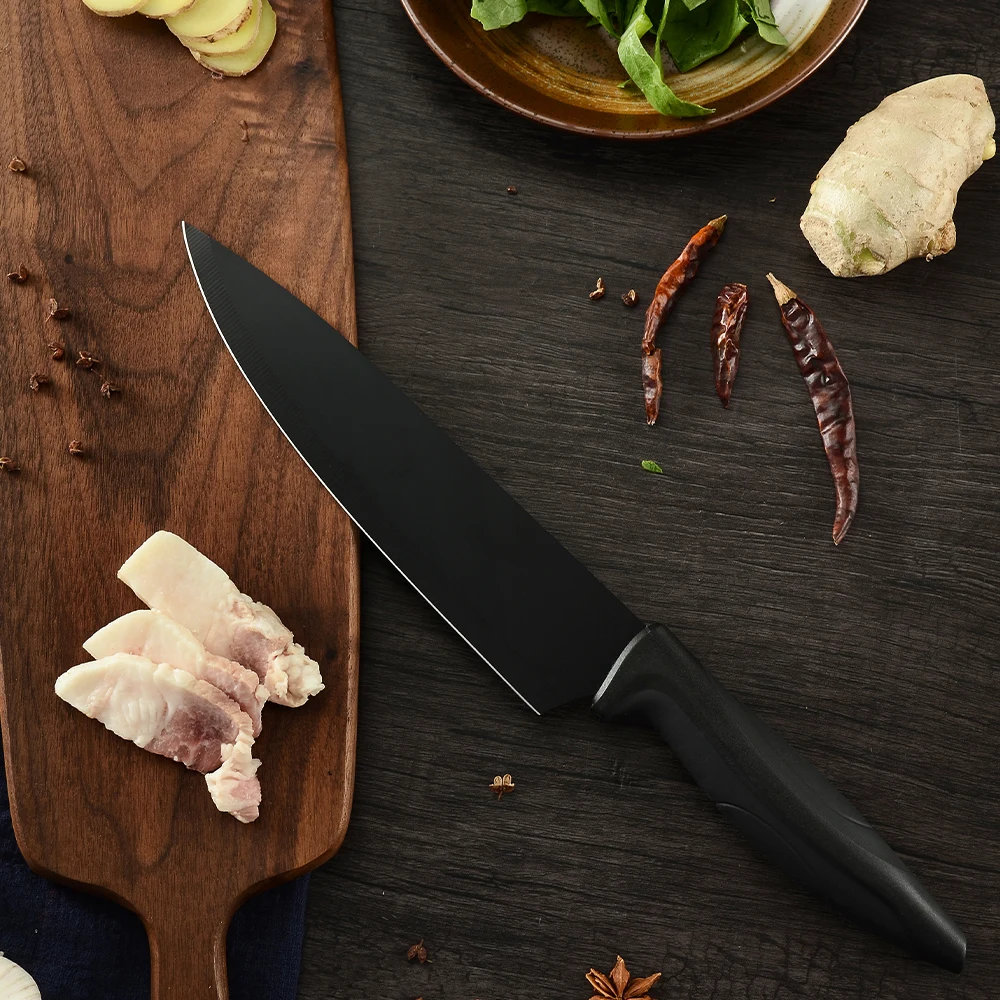 Набор кухонных ножей Xyj из нержавеющей стали комплект 6 острых черных лезвий