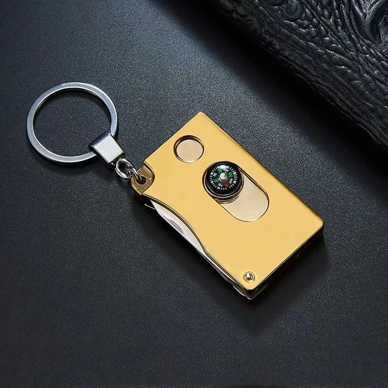 C796-Gold Бутан газовая Зажигалка Креативный брелок зажигалки с ножом на открытом воздухе портативные зажигалки многофункциональные аксессуары для курения - Цвет: C796-Gold
