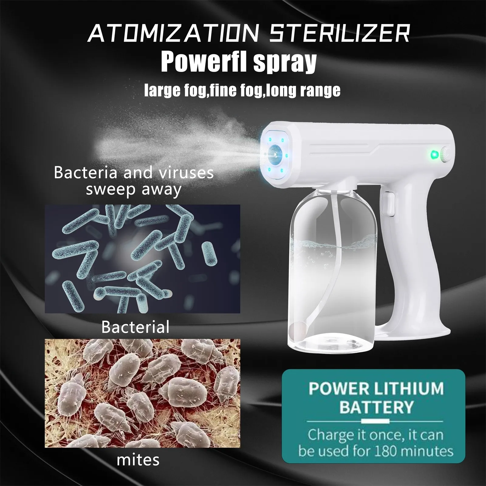 

800ML Potable Blue Light Nano Steam Atomizing Fogger Disinfection Sprayer Atomization Fogger Simplicity Machine Steam Spray Guns