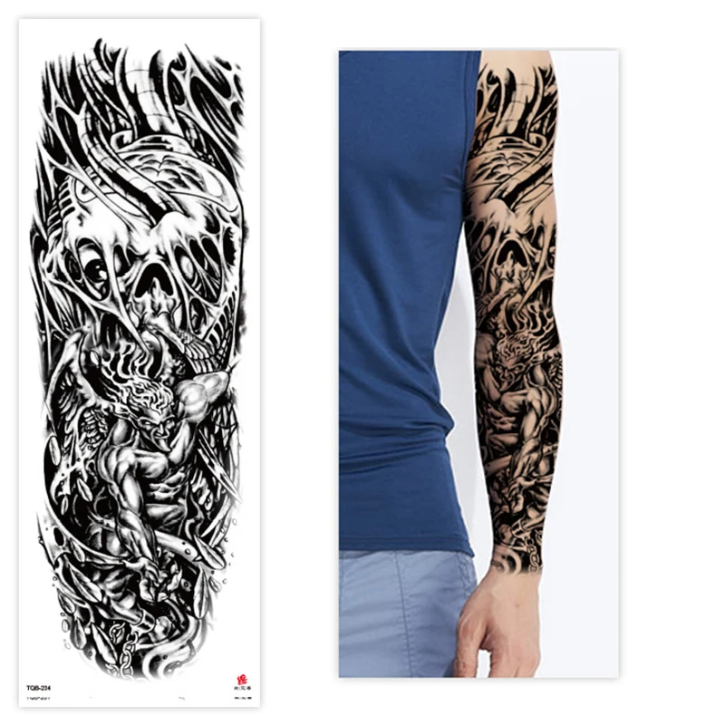 

Large Arm Sleeve Tattoo Girl Warrior Wing Bird Waterproof Temporary Tatto Sticker Eagle Rome Clock Body Art Full Fake Tatoo Men