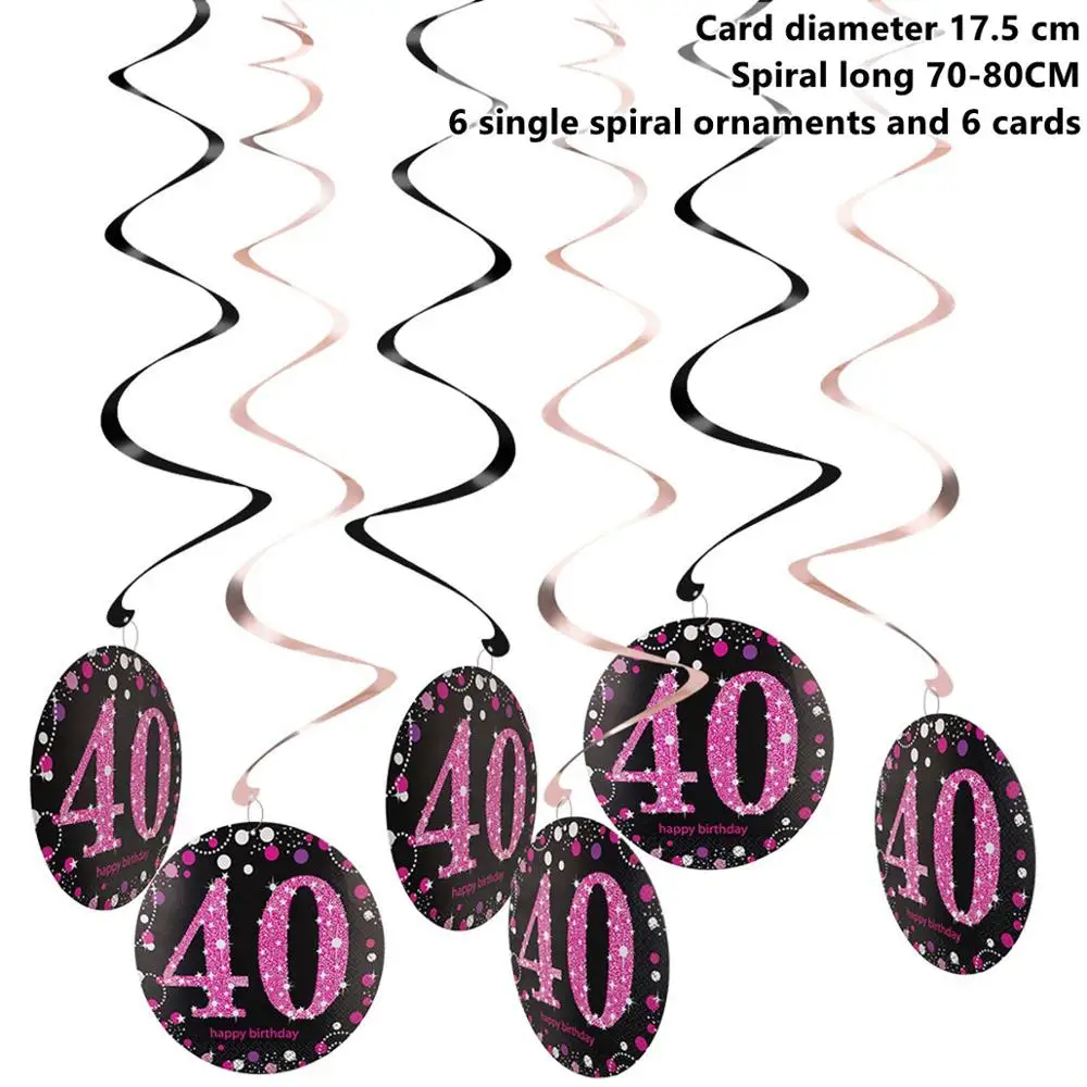 40th Pink Swirls Taoup 40th день рождения посуда бумажные тарелки баннеры скатерть полотенца с днем рождения 40 украшения для взрослых родителей - Цвет: 40th Pink Swirls