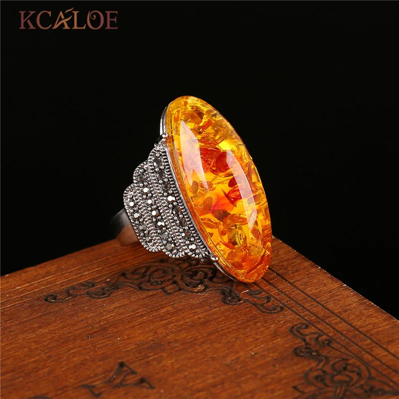 KCALOE античный большой камень: красный оникс кольца для женщин винтажные Ретро