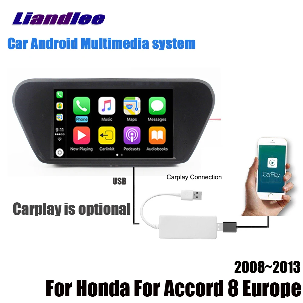 Extra add Carplay Liandlee для Honda для Accord 8 Европа 2008~ 2013 Android 2+ 32G HD Автомобильный экран радио gps Navi навигационные карты камера OBD - Цвет: Extra add Carplay