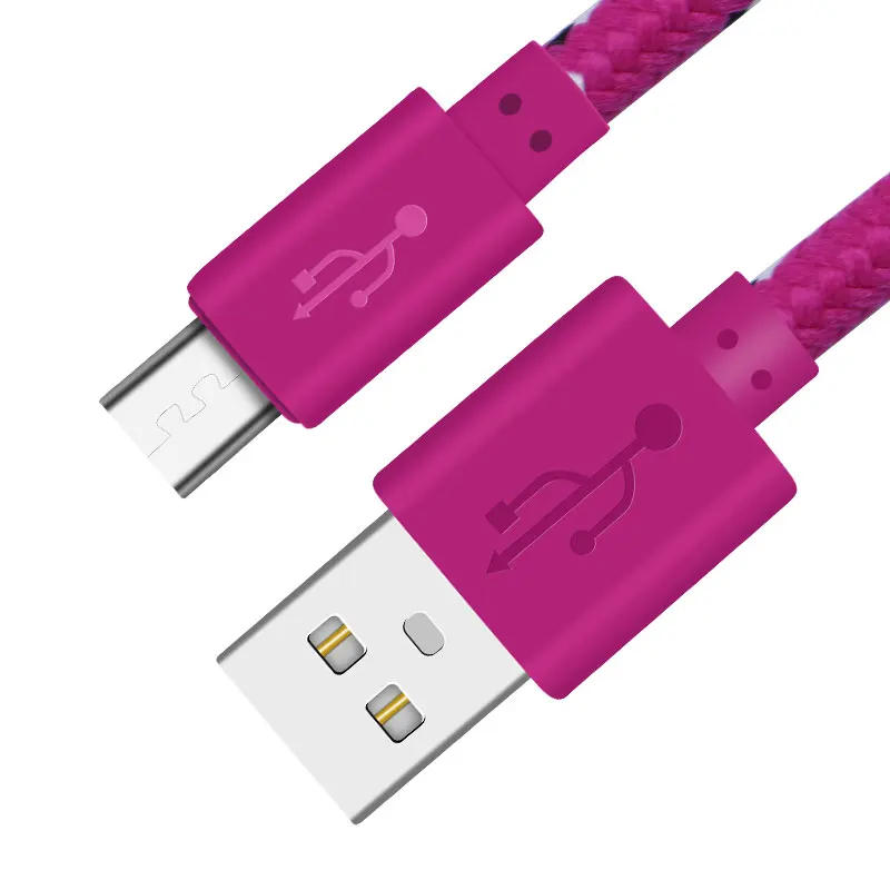 Rosered Быстрый USB 1 м 2 м 3 м нейлоновая оплетка Micro USB кабель для samsung Galaxy S7 6 Xiaomi htc LG NokiaTablet кабель для передачи данных зарядный Шнур зарядное устройство - Цвет: Rosered