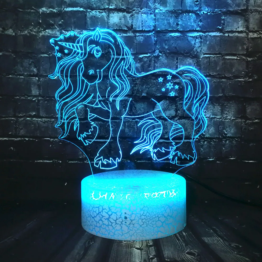 Новинка 2019 милый Единорог Лошадь 3D LED 7 цветов USB зарядка Лава спальня теплый стол