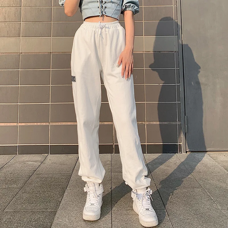 

Women Letter Embroidered Joggers Sweatpants High Waist Drawstring Baggy Hip Hop Street Fashion Casual Sport Pants Trousers