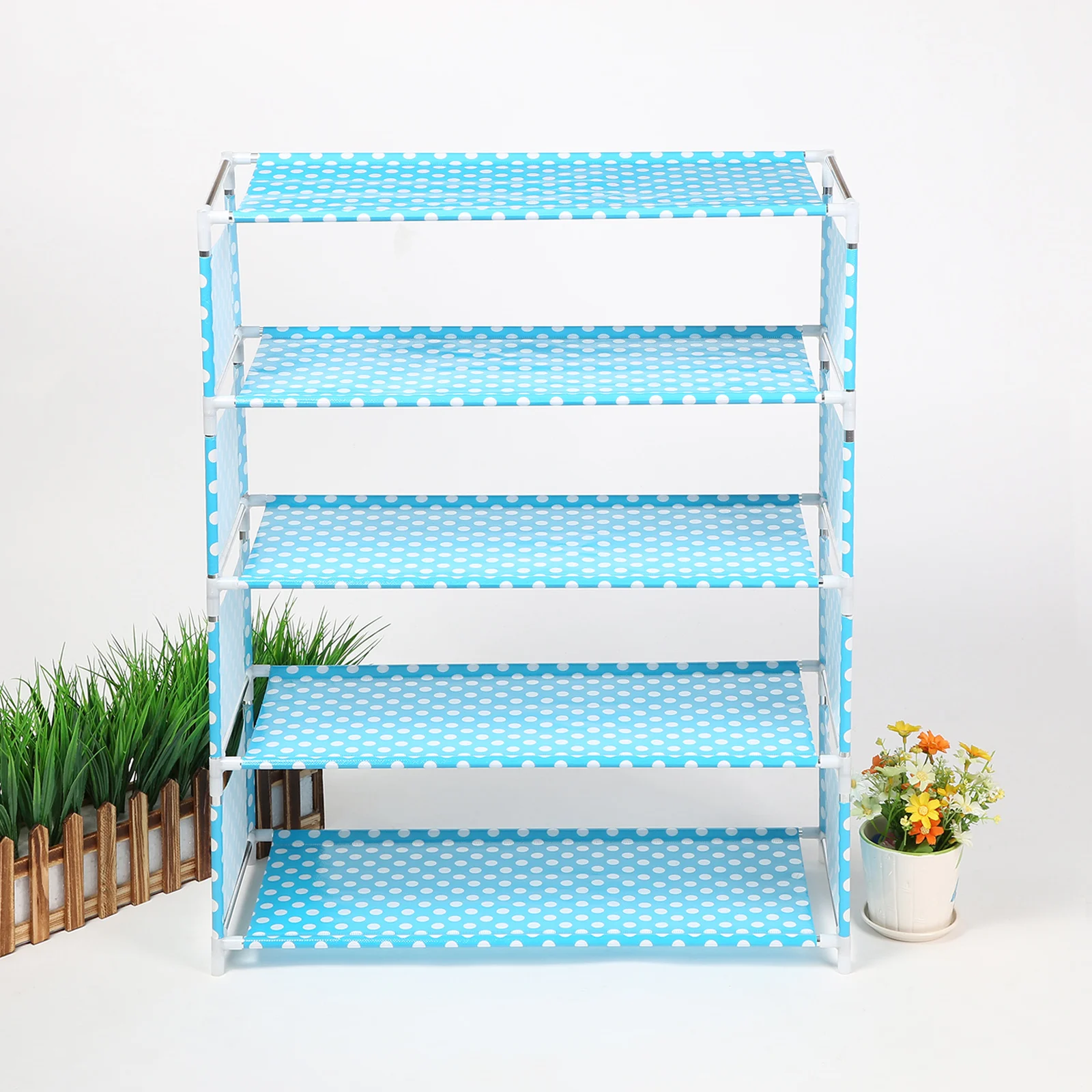 Blue 5 Layers 3/4/5/6 слоев Нетканая обувная стойка ткань пыле шкаф Органайзер легко установить держатель сделай сам Складная подставка для обуви Полка - Цвет: Blue 5 Layers