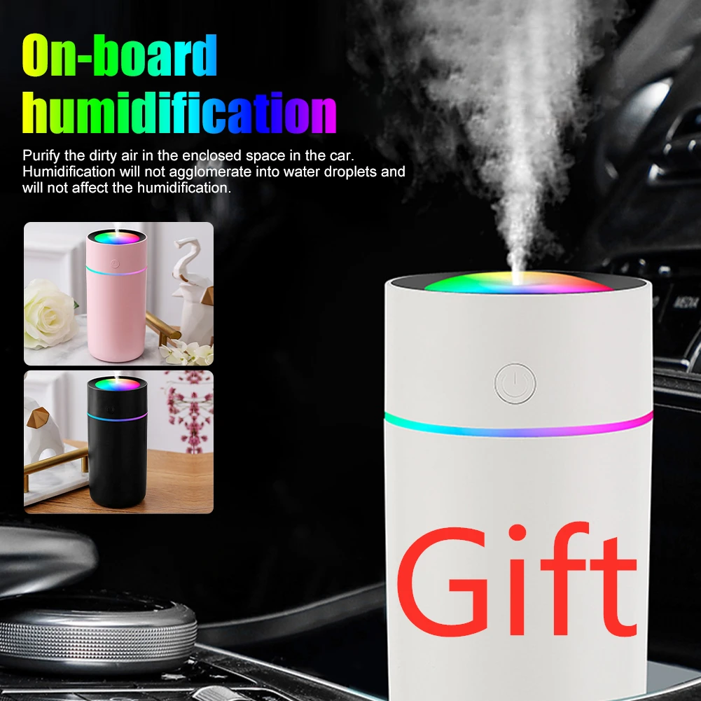 

NEW 320ML Car Humidifier USB Powered Colorful LED Night Light Mini Cup Humidifier Car Air Purifier 2 Modes Car Home Accessories