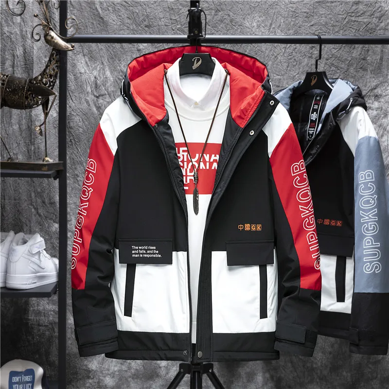 Мужская зимняя куртка-парка с карманами Повседневная Уличная куртка большого