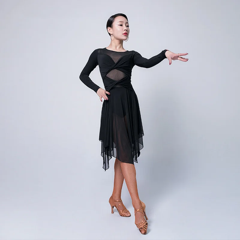 Женское бальное платье для латинских танцев женское сексуальное Сетчатое с