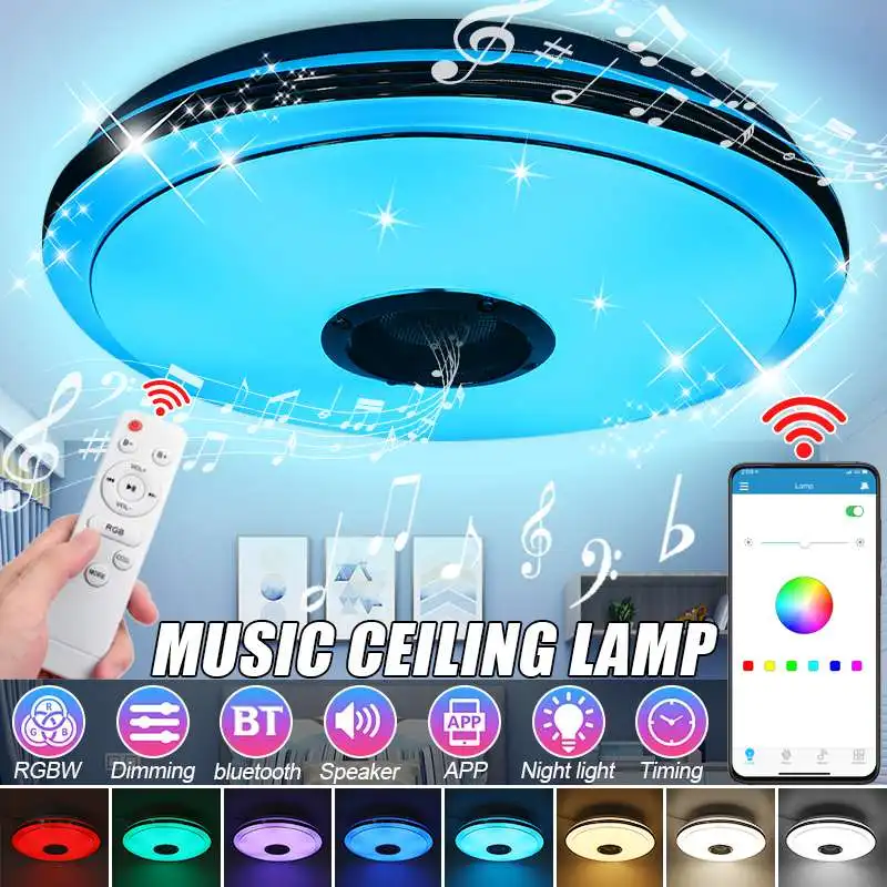 300W Modern RGB Dimmable Music Ceiling Lamp Remote & APP Control LED Ceiling Lights Home bluetooth Speaker Lighting Fixture 220V