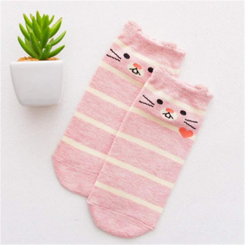 Pink Rabbit Милая Одежда для девочек из хлопка с изображением лисы собаки цыпленок кот», «кролик» женские носки до голени смешные короткие носки Повседневное Pet Носки с рисунком «котята»; носки; Прямая поставка - Color: Pink Rabbit