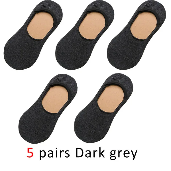 Dark grey WHLYZ YW хлопковые нескользящие женские носки, однотонные модные невидимые носки, harajuku, хорошее качество, женские носки, 5 пар/лот - Color: Dark grey