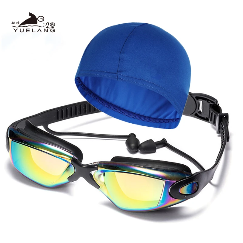 

Очки для плавания, шапочка для купания, затычки для ушей унисекс, водонепроницаемые, противотуманные очки для взрослых, профессиональные оч...