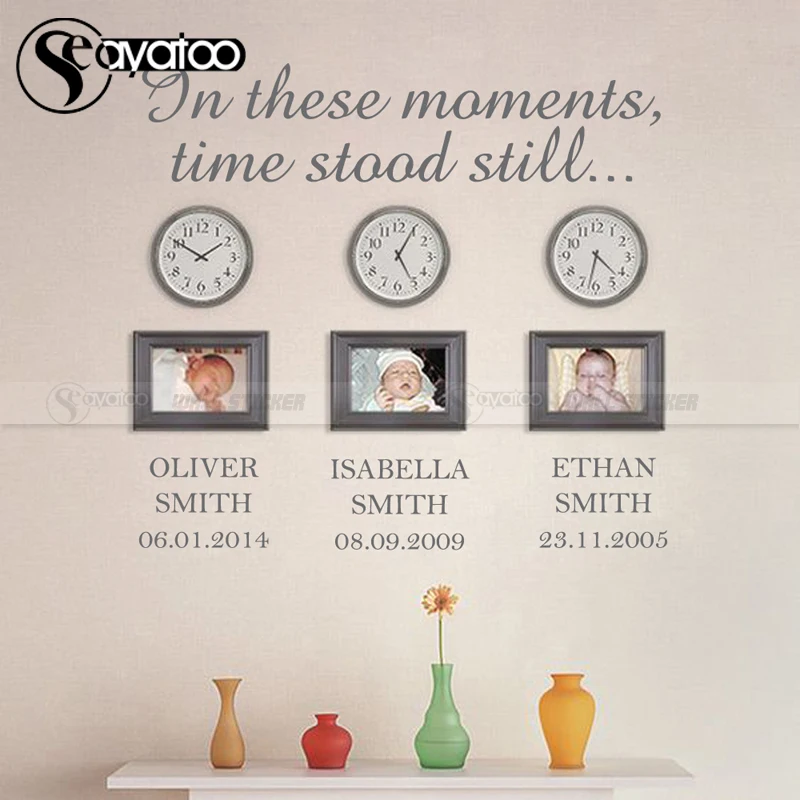 

In These Moments Time Stood Still Wall Sticker Custom Name Sticker Date Vinyl Wall Decal Quote Family Stickers Home Decor