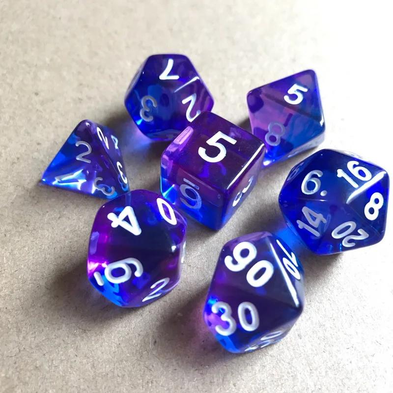7 шт./компл. 4 цвета многогранные кости d &amp d4 d6 d8 d10 % d12 d20 TRPG игры Набор Игральный