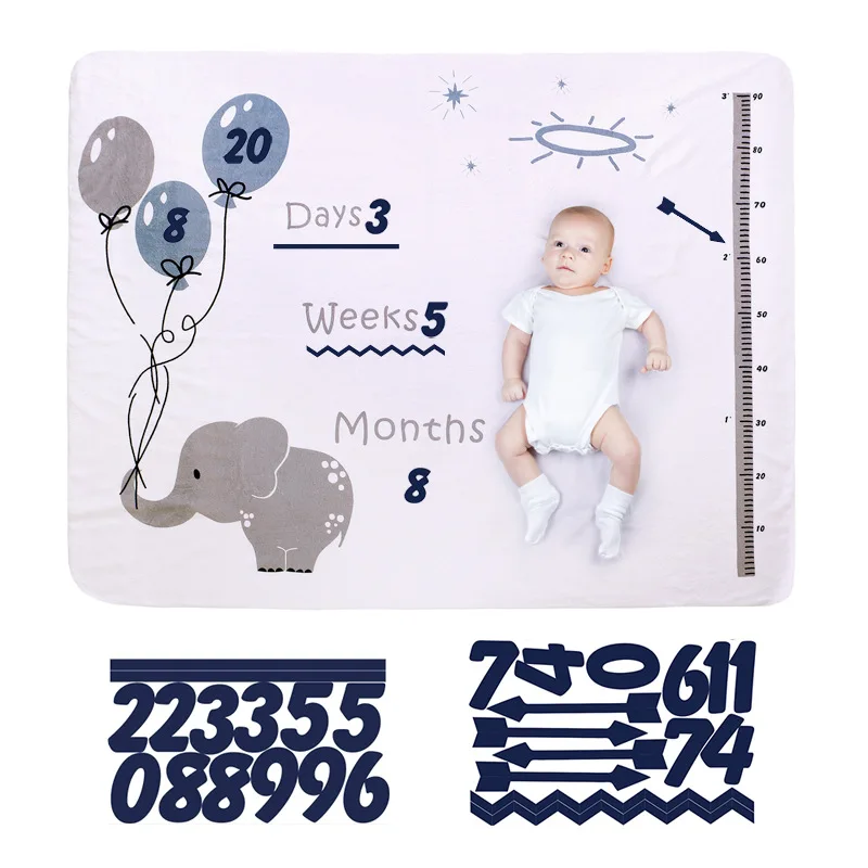 

Cartoon Pattern Infant Baby Blanket Multifunctional Milestone Photo Props Background Bath Towel Play Mats Backdrop Calendar