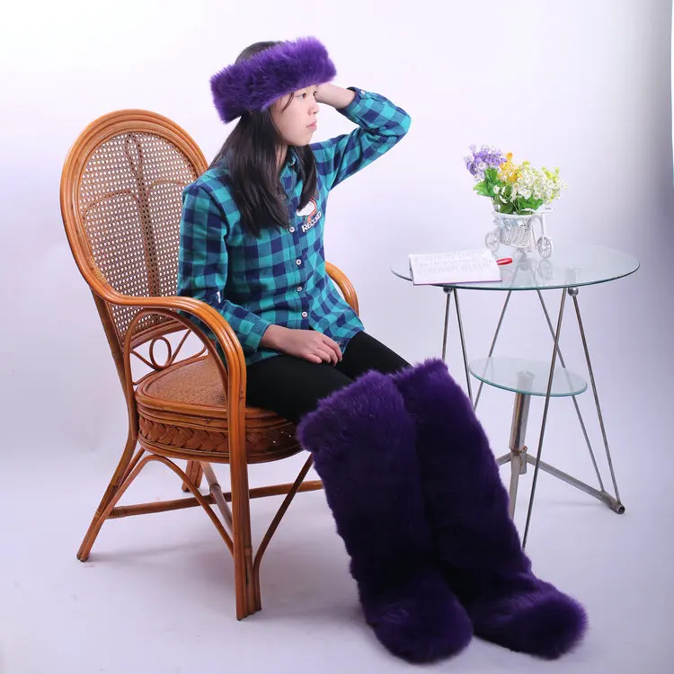 over knee purple SWONCO/зимние сапоги; женская обувь с искусственным лисьим мехом; зимние теплые ботфорты выше колена для женщин; Новинка года; модные женские сапоги - Цвет: over knee purple
