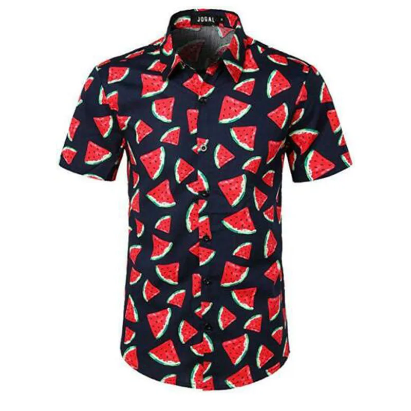 Модные мужские Гавайские летние пляжные рубашки с цветочным принтом и коротким