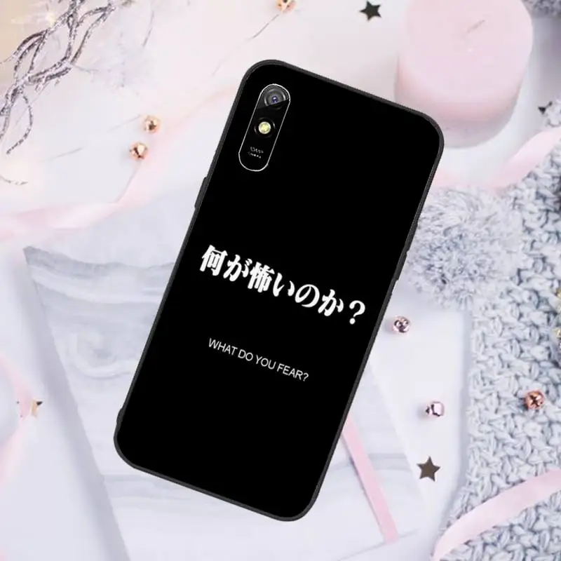 

Phone Case For Xiaomi Redmi note 7 8 9 pro 8T 9A 9S Mi Note 10 Lite pro Japanese Anime Aesthetic text letter