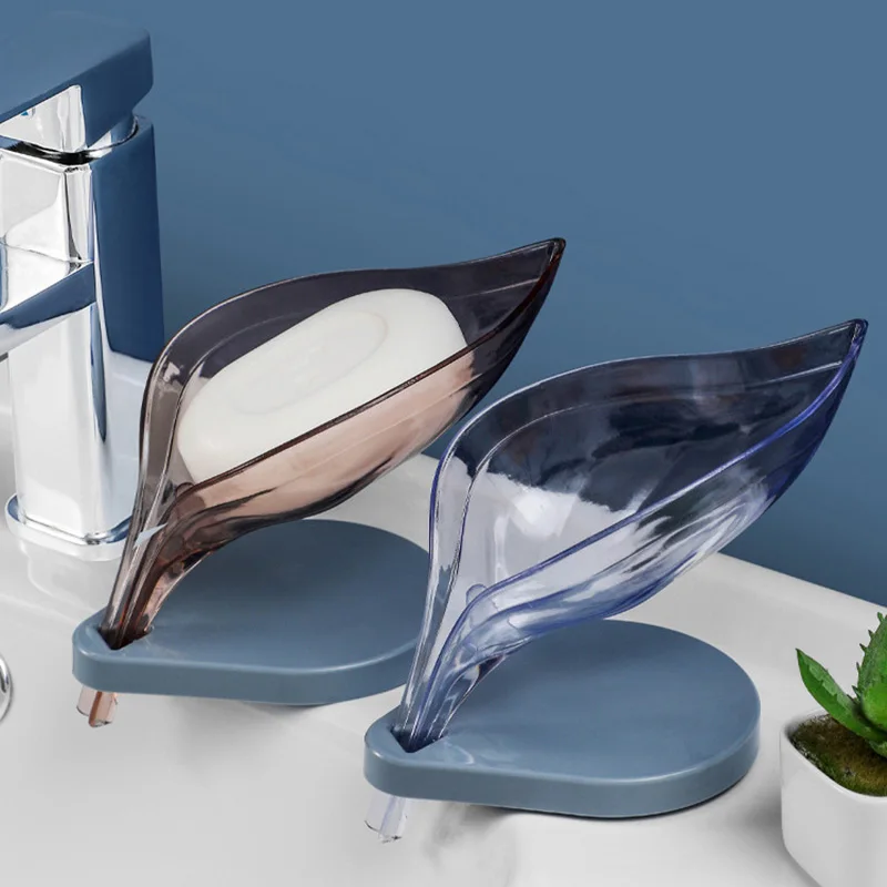 

New Leaf Soap Storage Rack V-Shaped Drain Design Soap Box Organize Non-Perforated Soap Shelf Bathroom Kitchen Accessories