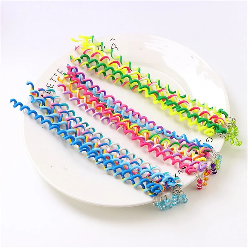 6pcs/lot Rainbow Color Cute Girls Hair Band Headband Crystal Long Elastic Bands Headwear Accessories Random | Детская одежда и