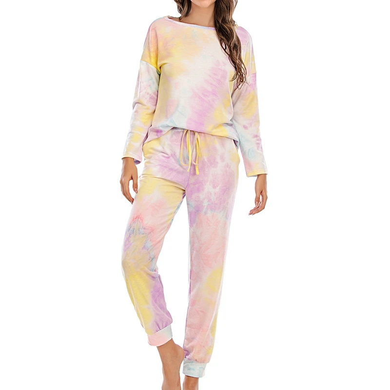 Gradient Tie Dye Sweatsuit Set Long Sleeve Tops Drawstring Jogger Pants Tracksuit Loungewear |