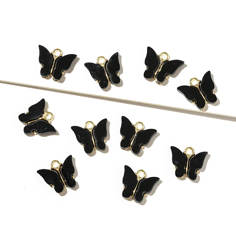 10 шт./лот разноцветные акриловые подвески в виде бабочек из сплава милые DIY