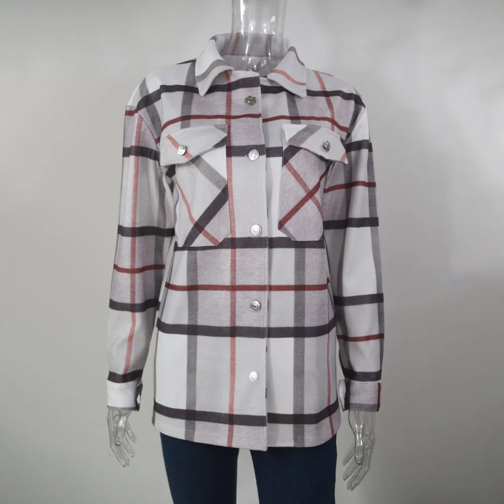 

2021 summer new long-sleeved plaid shirt jacket shirt women